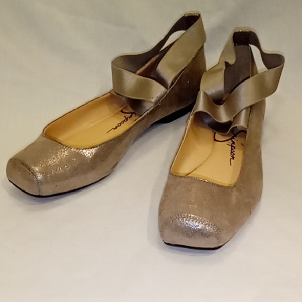 Jessica Simpson Gold Ballet Flats with Straps